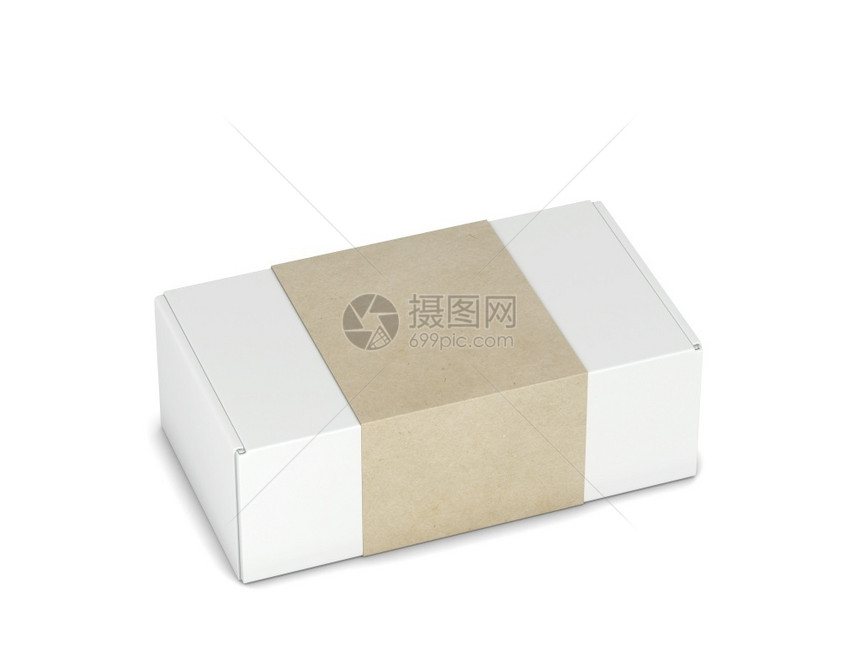 包裹身份薄饼装盒模型3d插图白色背景上孤立的空白袋电子邮箱图片