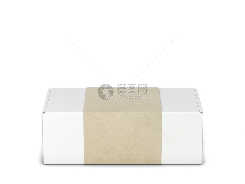 礼物薄饼包装盒模型3d插图白色背景上孤立的空白袋产品掖图片