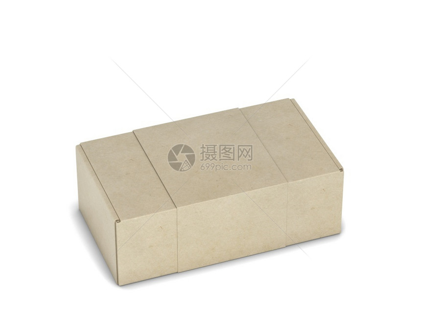 购物襟翼薄饼包装盒模型3d插图白色背景上孤立的空白袋盒子图片
