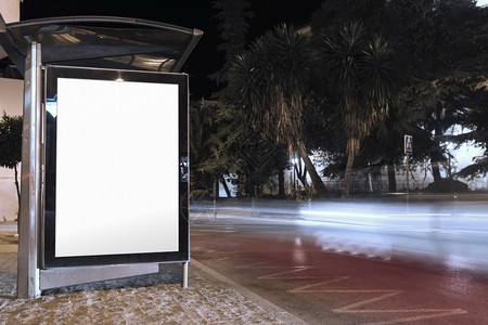 香港空白公告牌交车停靠掩蔽之夜广告冷清背景图片