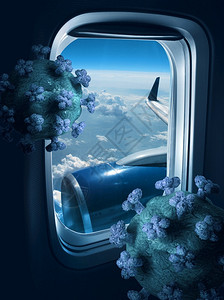 旅行里面乘坐喷气式飞机从蓝天高空的飞机窗户上观看乘客图片