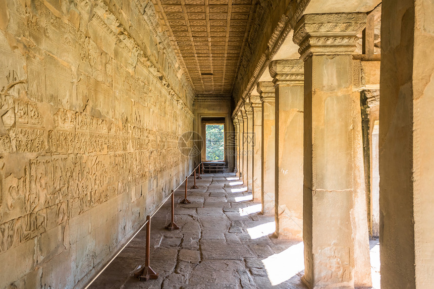 神圣旅行古代高棉人雕刻圣殿吴哥瓦墙柬埔寨暹粒结石图片