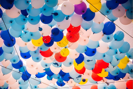 假期五颜六色的气球与快乐庆祝活动趣灵感图片