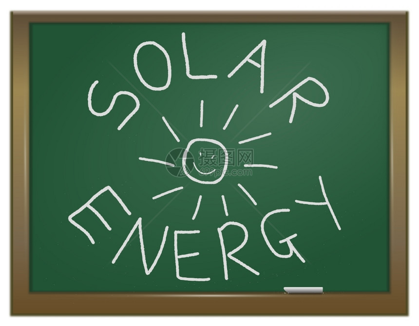 大约创新的描述绿色粉笔板的插图用白粉笔写成的太阳周围排列着rsqopolarEnergyrcrquoa字样力量图片