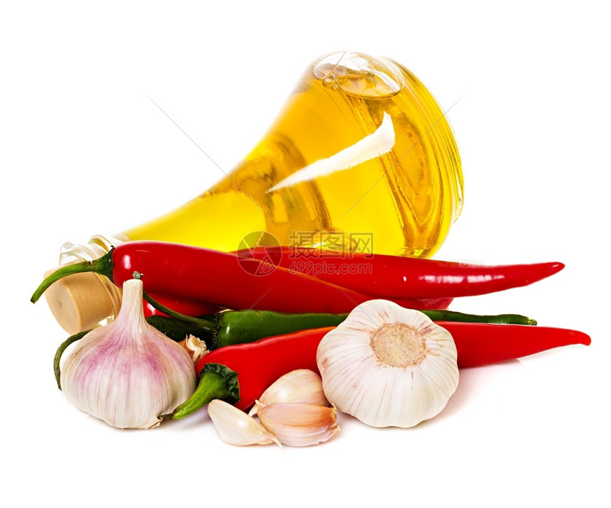 新鲜的香料和油辣椒做饭的成分自然蔬菜图片