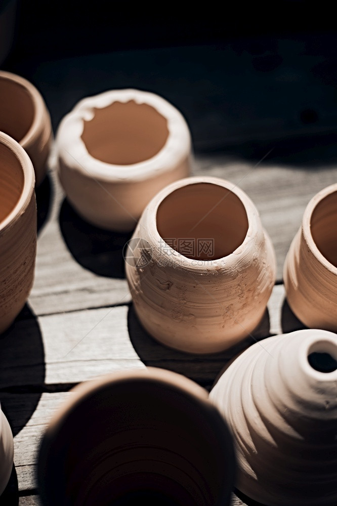 产品精雕细琢手工制作的陶瓷板餐具制成品加工车间生产陶瓷艺品的制作和陶图片