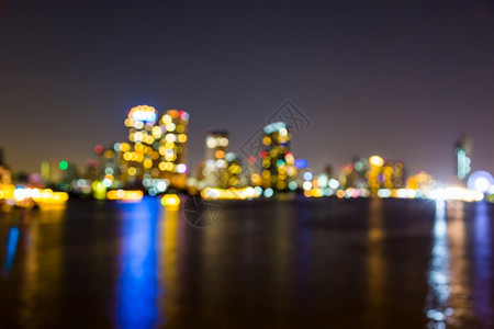 夜幕下河上城市的光亮布基赫散景新的抽象图片