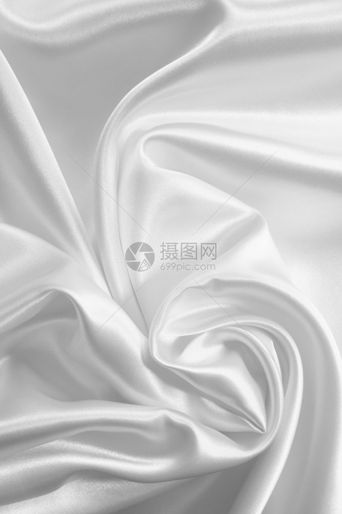 版税平滑优雅的白色丝绸或可以用作婚礼背景银色采用图片