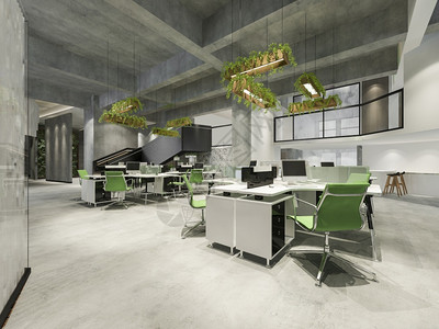 木头渲染举行3次商务会议和办公大楼绿色工作室的办公用房当代图片