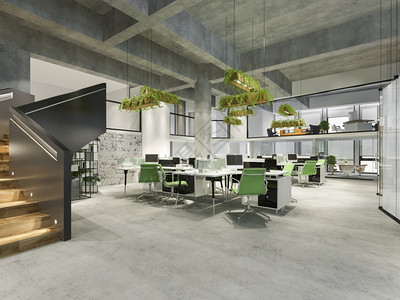 介绍举行3次商务会议和办公大楼绿色工作室的办公用房装饰风格在职的图片