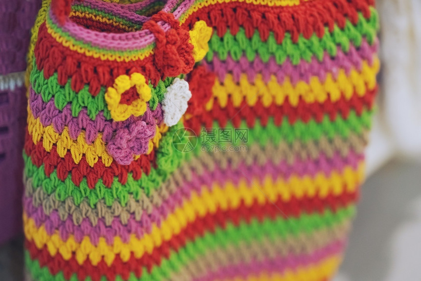时装色彩多的编织袋手工制作纹理背景质地时尚爱好图片