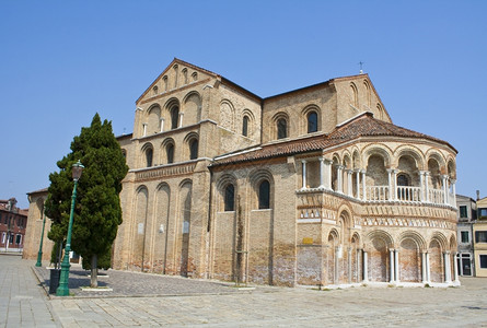 地标老的历史圣玛丽亚多纳托大教堂穆拉诺岛威尼斯意大利图片