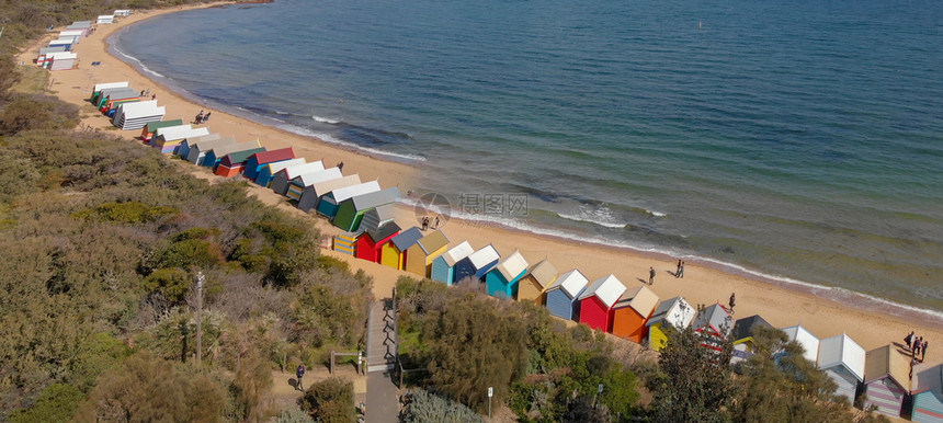 BrightonBeachBoxes澳大利亚维多州冬季空中全景摄影观盒子图片