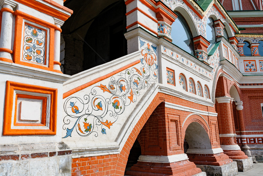 建造俄罗斯莫科圣巴西尔柯大教堂彩色墙壁的详情58皮卡著名的图片