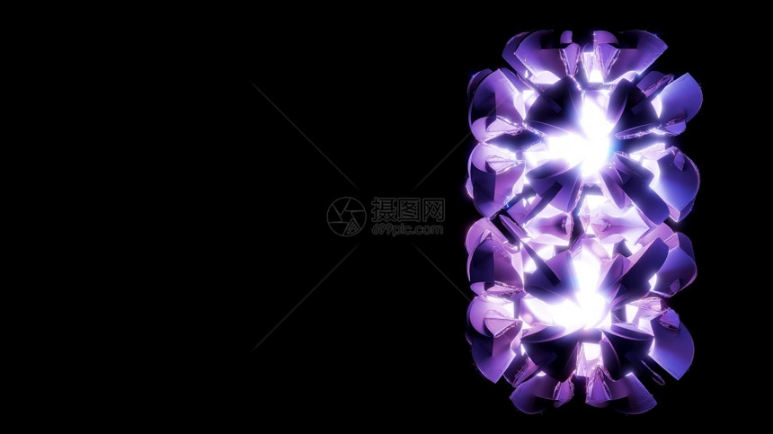 抽象几何4KUHD3D插图的创意设计在黑色背景上亮紫灯光黑背景摘要亮紫色灯光插图虚拟的使成为想像力图片