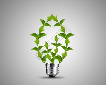 想象绿色树叶灯泡概念图象制作的灯泡广告经济图片