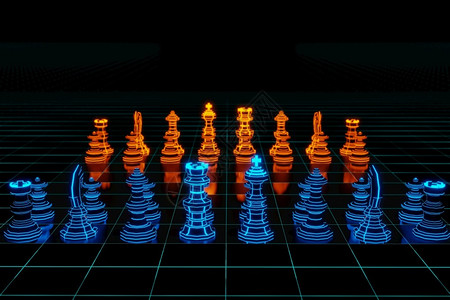 竞赛成功战斗未来的商业略理念未来发光的尼龙象棋盘游戏3D投影图片