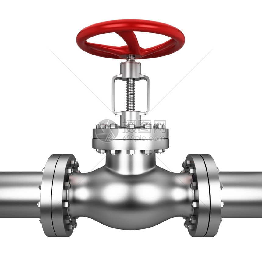 工业的商白色背景上孤立的金属阀门3d插图压力图片