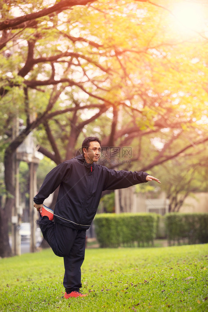 假期人们在公园共进行清晨锻炼绿色图片