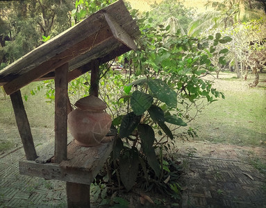 水壶泰国饮用小罐头泰国美丽的户外公园高清图片素材