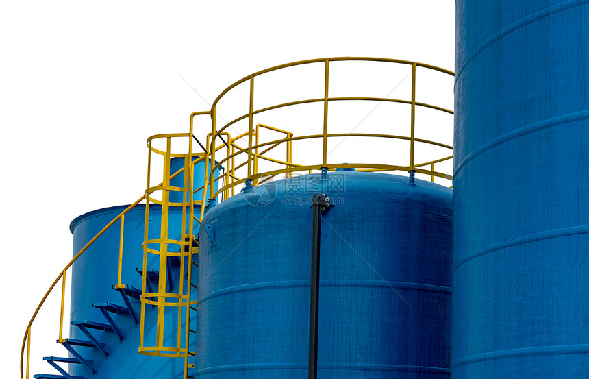 丙烷生产炼油厂特写储罐蓝色大燃料筒仓液体石油罐工业加站炼厂石化工业农场图片