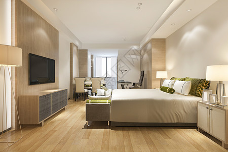 室内的3d在酒店提供豪华现代卧室套房墙自在图片