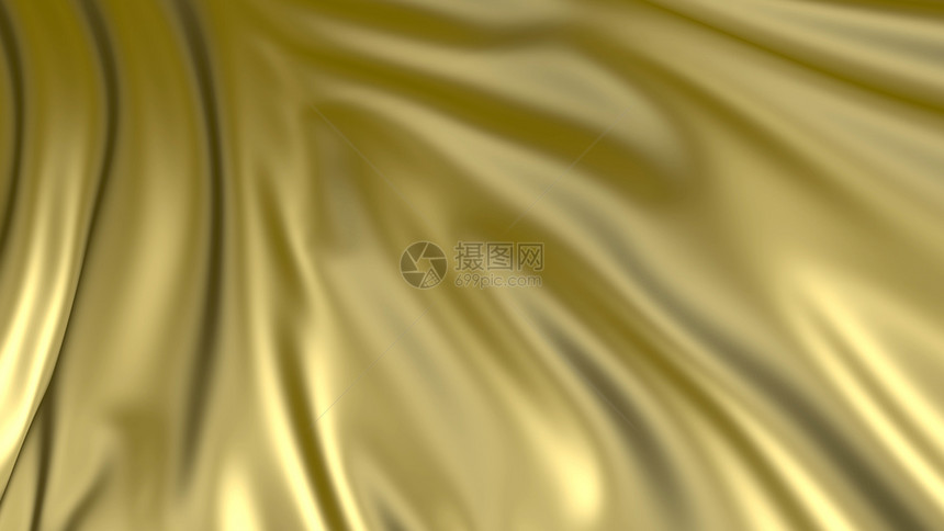 金的质地闪亮3D金织物黄布料在风中顺利发展波通过织物扩散而成图片