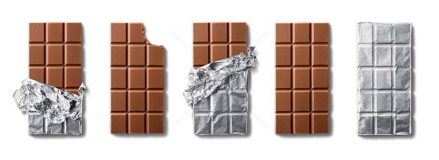 黑色的牛奶巧克力条顶部视图白底孤立于胖的瘾图片