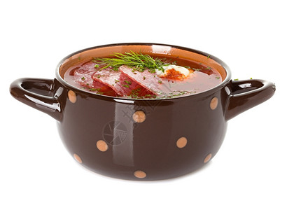 传统的香肠索扬卡俄罗斯汤和酸奶油碗温暖的高清图片素材