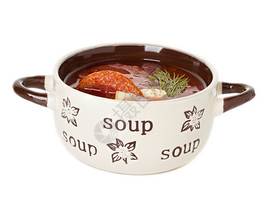吃可口索扬卡俄罗斯汤和酸奶油传统的番茄高清图片素材