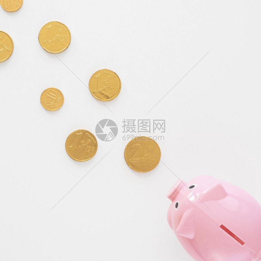 眼睛经济学食用硬币的小猪银行业图片