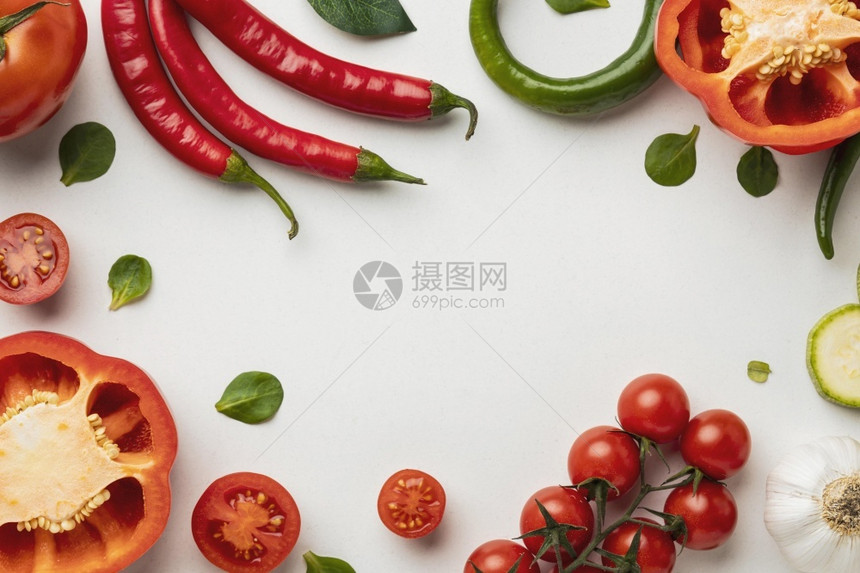 复制空间上观胡椒和西红柿辣晚餐饮食图片