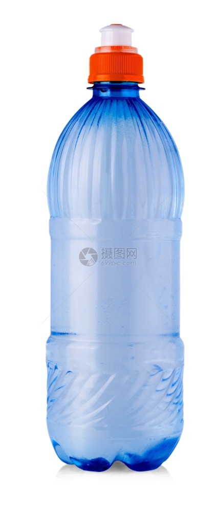 生活在白色背景上隔离的塑料蓝色瓶特写在白色背景上隔离的塑料蓝色瓶特写口渴回收图片