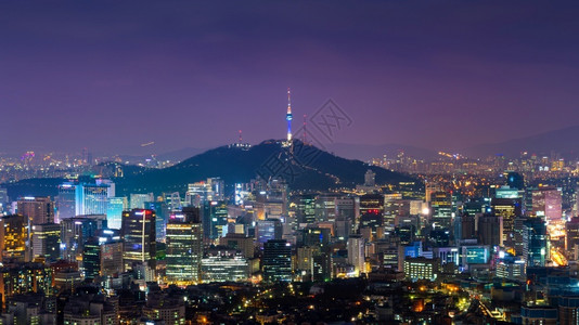 南韩首尔市郊区风景桥大都会城市金融的高清图片素材