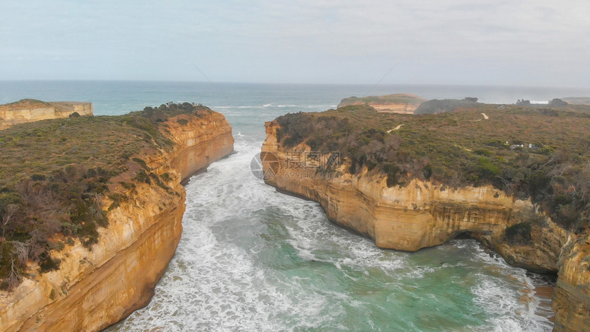 形成岩石澳大利亚LochArd峡谷岩层空中视图游客图片