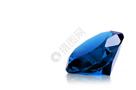 珠宝白背景的孤立蓝钻石最珍贵的美丽金刚石蓝色玻璃刻面图片