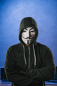 白色的蒙面银行业带匿名具的黑客图片