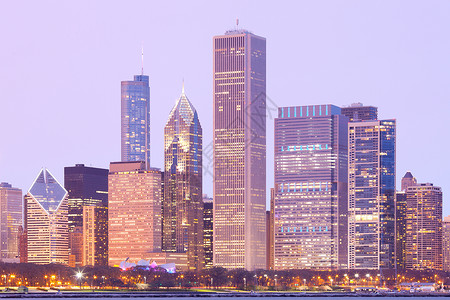 塔美国伊利诺州芝加哥市下城天际高楼外部的多层高清图片素材