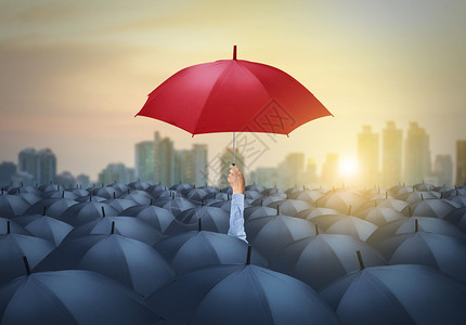 微商招募会员不同的拥有红色伞子商人等独特不同概念以及领导动机设计图片