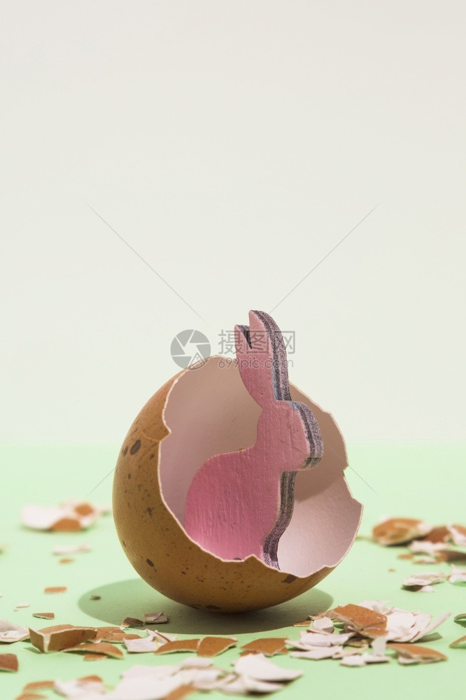碎蛋壳里粉红小木兔图片