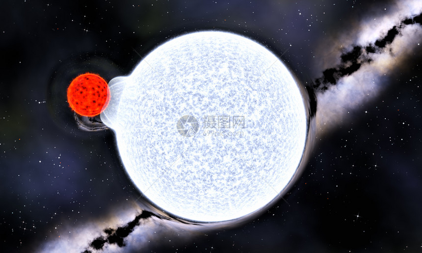 使成为领域星红色矮蓝巨和重力透镜效应的二元恒星系统3D图片