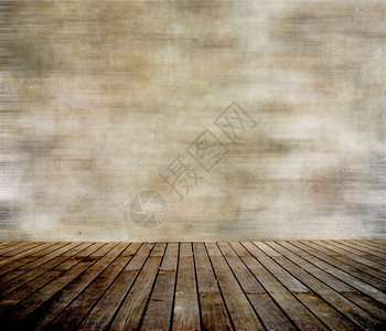 Grunge墙和木板面地房间内棕色的邋遢肮脏图片