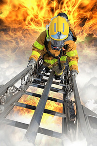 火开机战斗消防员营救了幸存者背景图片