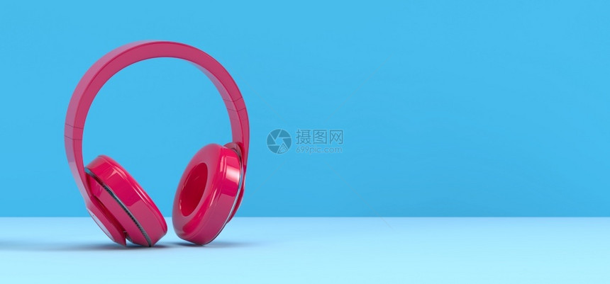 蓝色的PinkPODCAST关于蓝背景娱乐和在线电视会议概念3D插图的Pink麦克风音乐迪斯科图片