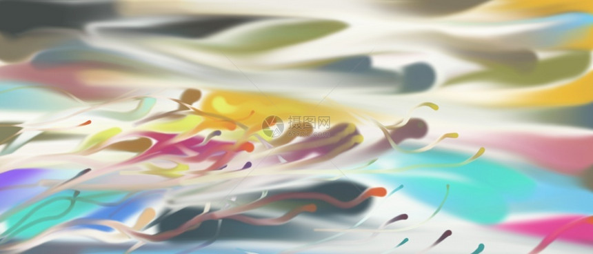 丰富多彩的抽象水纹理背景画布绘笔描边丙烯酸抽象当代艺术为背景现水彩画插图黄色的图片
