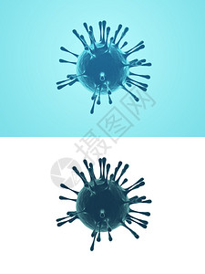 流感Corona细胞3D插图白色和蓝隔离新冠白色的图片