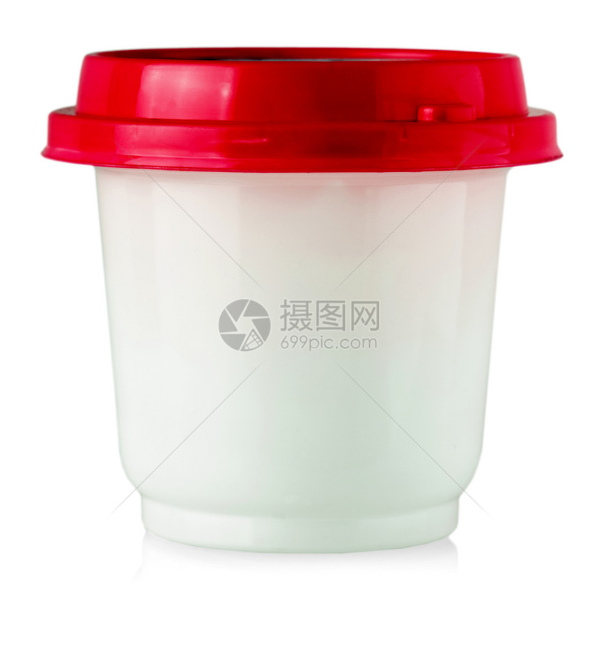 白纸孤立的塑料瓶以红色盖子制成食品干净的单身用具图片
