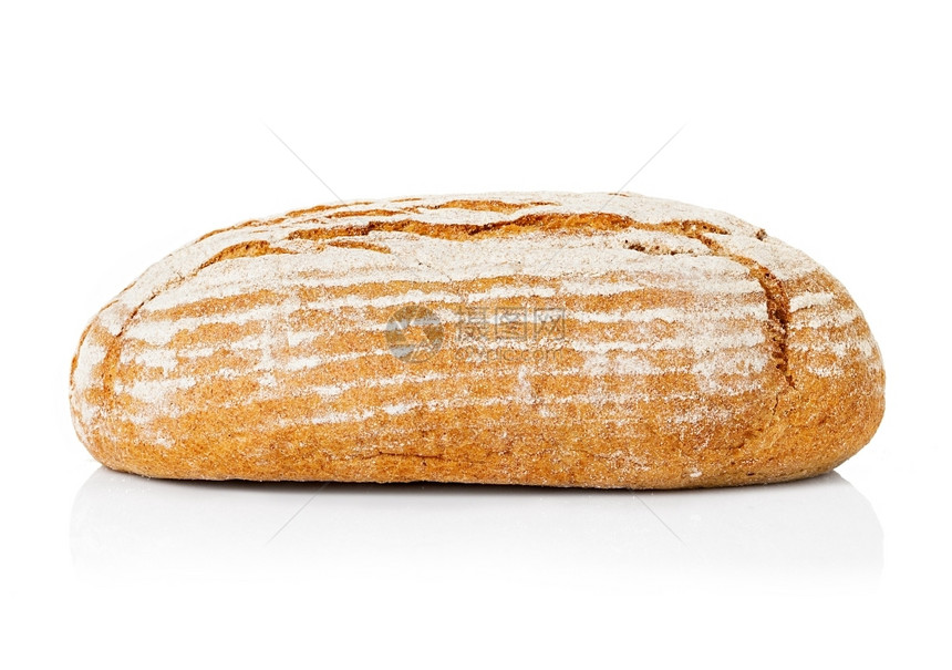 白色上孤立的黑麦大面包有机的美食工作图片