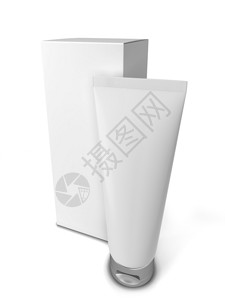 白色的背景上隔离的带方框3d插图的化衣管盒子药店图片