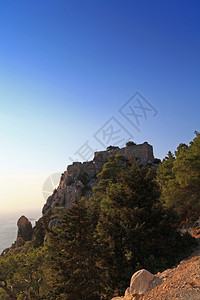 户外西方希腊罗得海岸的希臘罗得西海岸一等主义维尼提安城堡海景图片